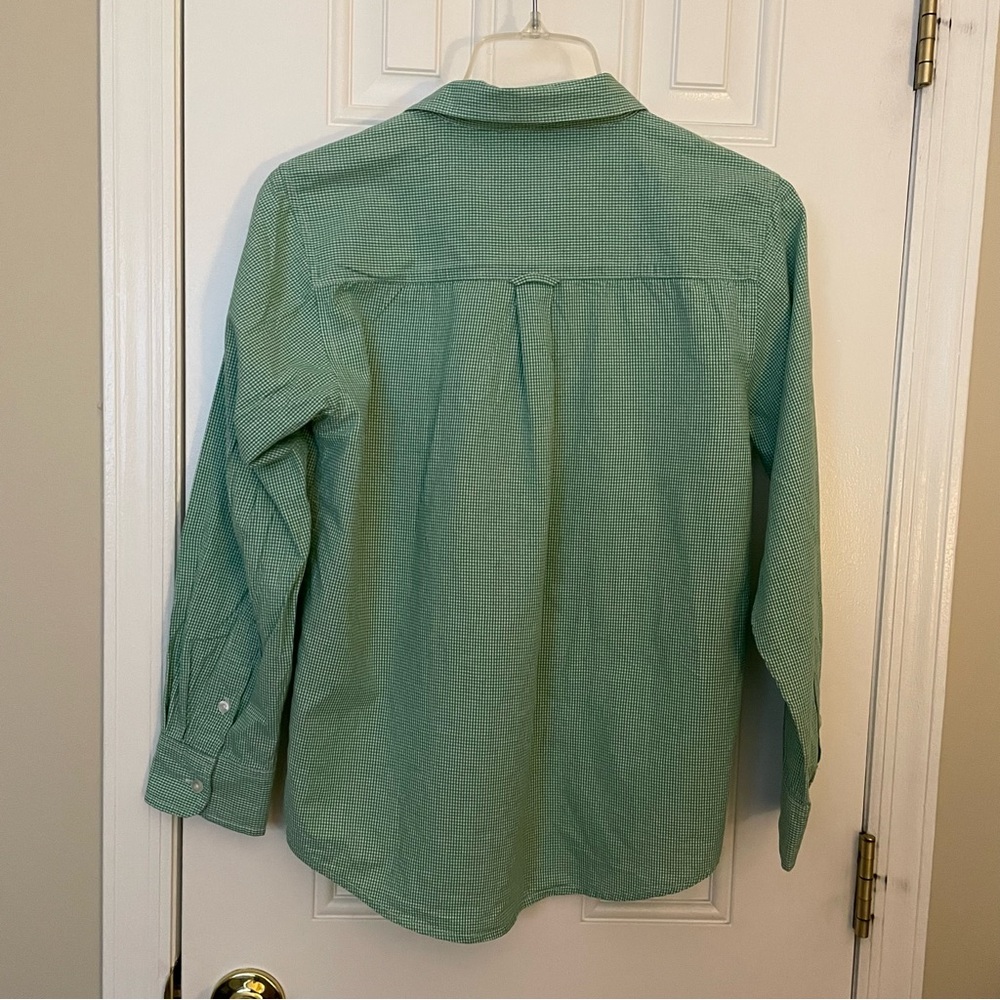 George Boys Green and White Gingham Long Sleeve Shirt Size 14-16 XL - Picture 2 of 3